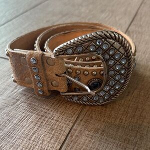 Embellished Leather Leatherock Western Festival Crystals belt Buckle Medium